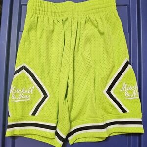 NWT Mitchell & Ness Neon Green Athletic Shorts